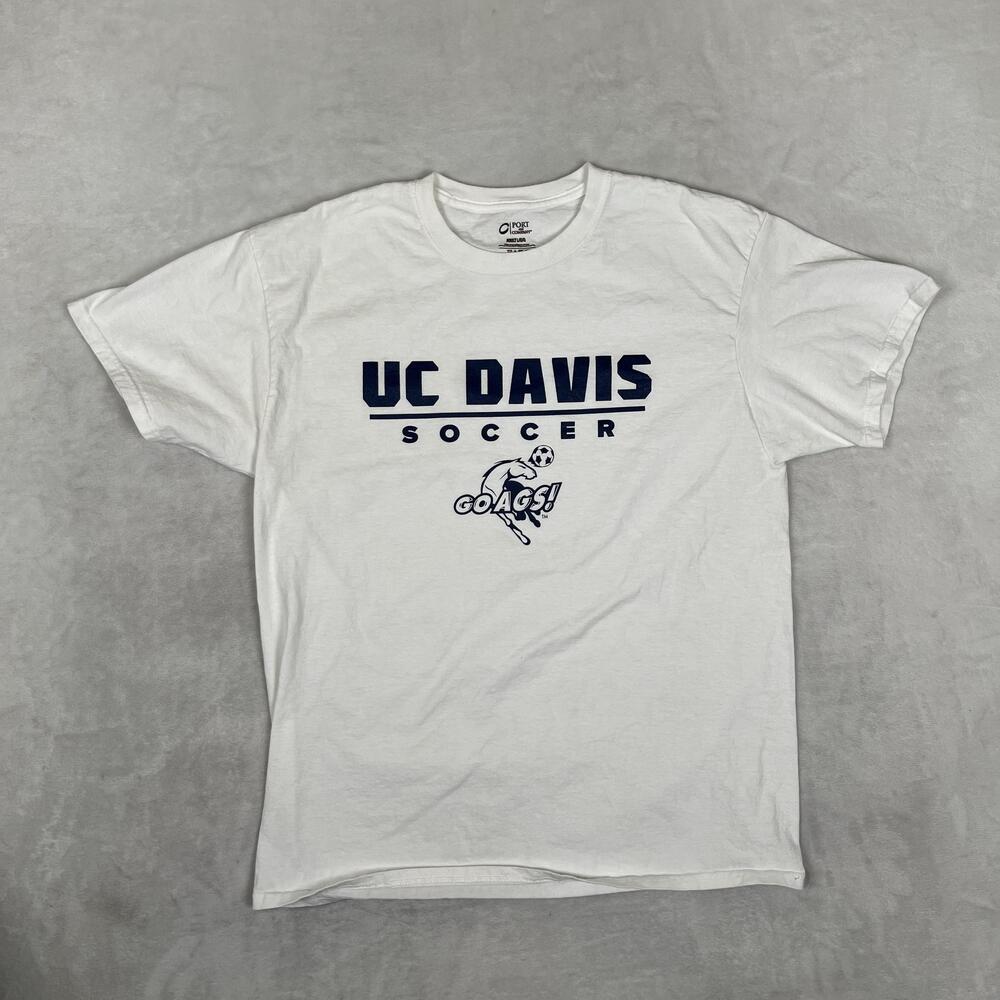 UC Davis Aggies Shirt Mens Large White NCAA Soccer Graphic Tee